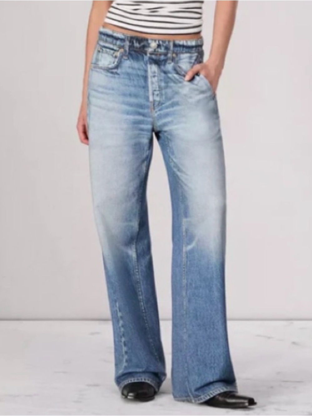 Light Wash Wide Leg Sweat-pant Jeans